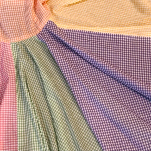 Vintage 70s Colorful Square Dance Full Circle Rockabilly Angel Sleeve Dress M - Picture 6 of 8